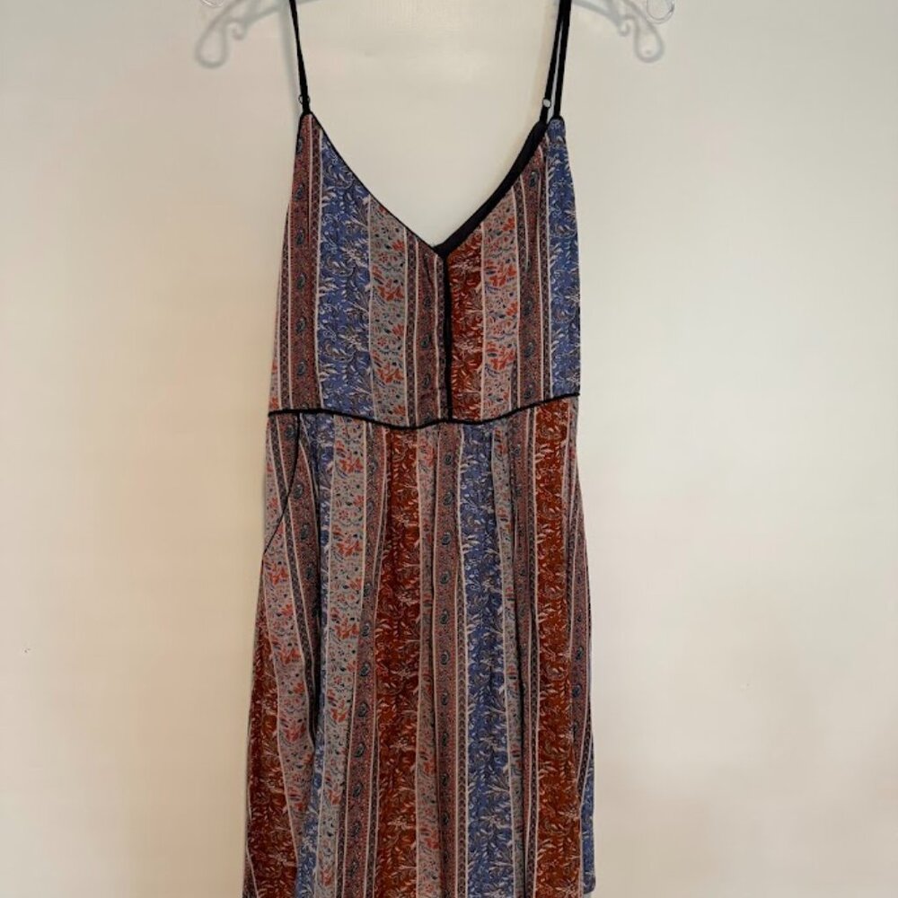 O'Neill Mini Blue and Brown Spaghetti Strap Dress, size Lg - Picture 4 of 9